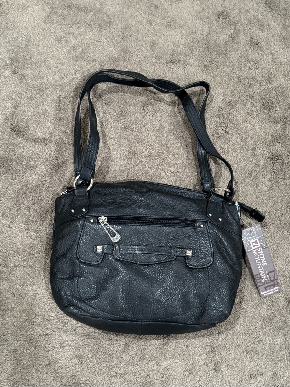 NWT Stone Mountain “Rio Grande” Purse Genuine Leather Shoulder Bag - Black